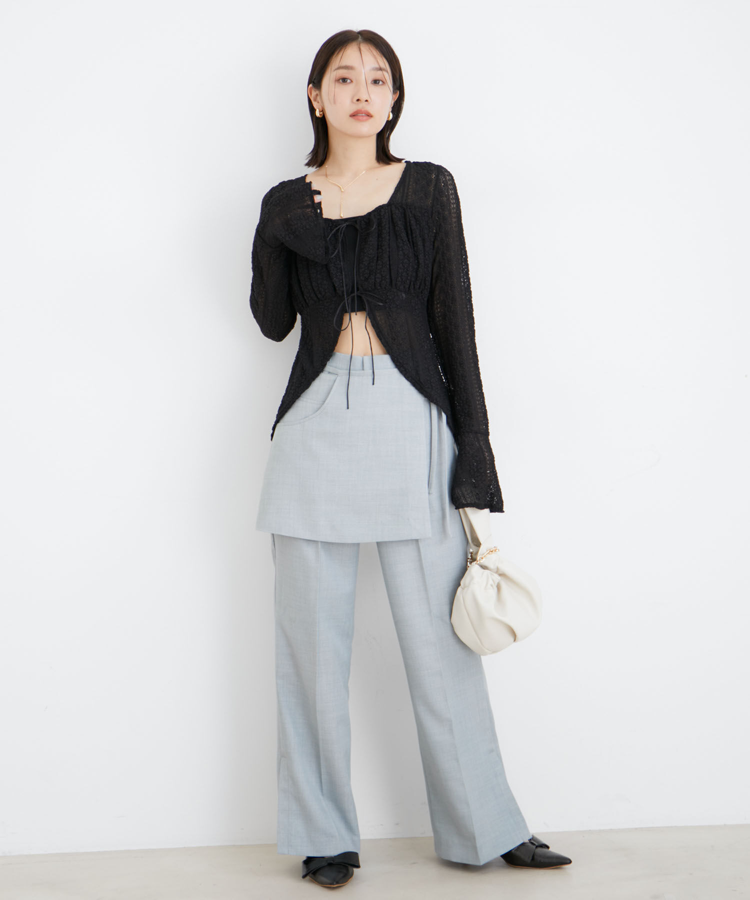 VIS「【吸水速乾/UV】スカートレイヤードスラックスパンツ【SET】」|スラックス|