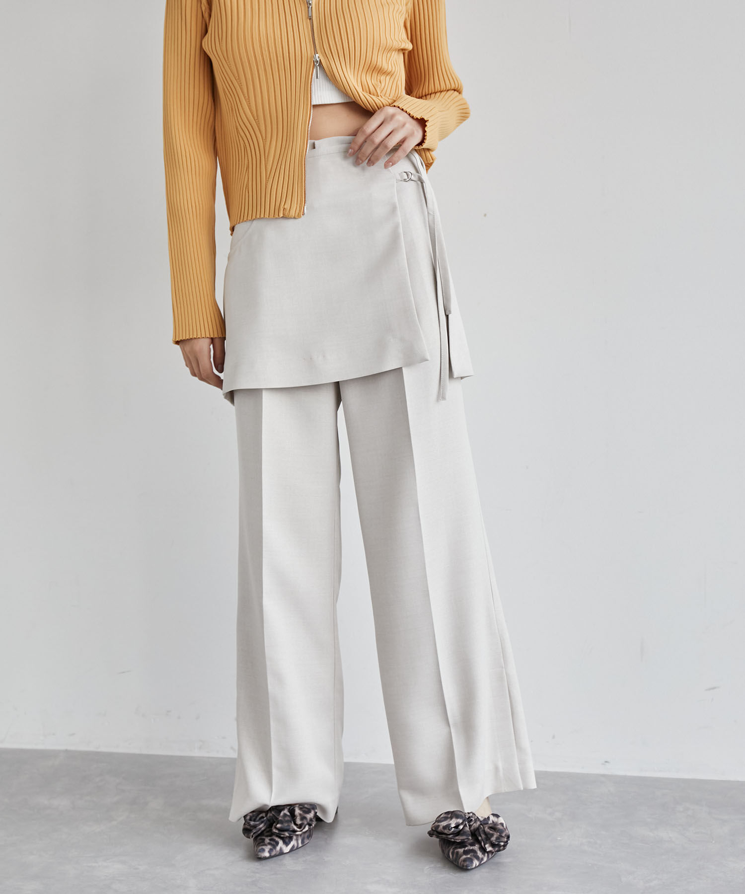 VIS「【吸水速乾/UV】スカートレイヤードスラックスパンツ【SET】」|スラックス|