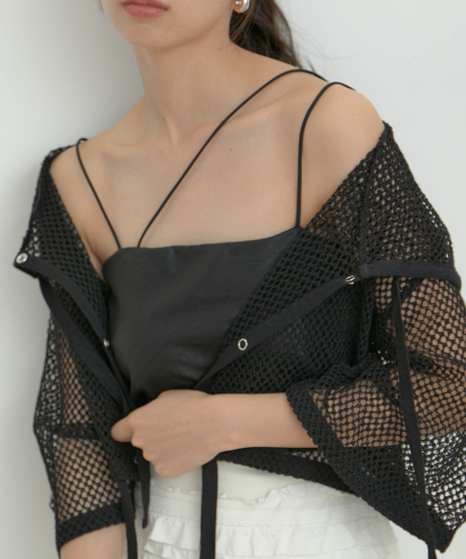 VIS「【洗える】箔プリントカップ付きキャミソール」|キャミソール|ブラック系(02)