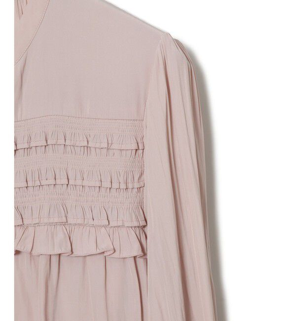 VIS「割繊シャーリングミニフリルブラウス/洗える」|シャツ・ブラウス|