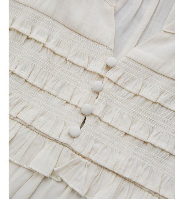 VIS「割繊シャーリングミニフリルブラウス/洗える」|シャツ・ブラウス|