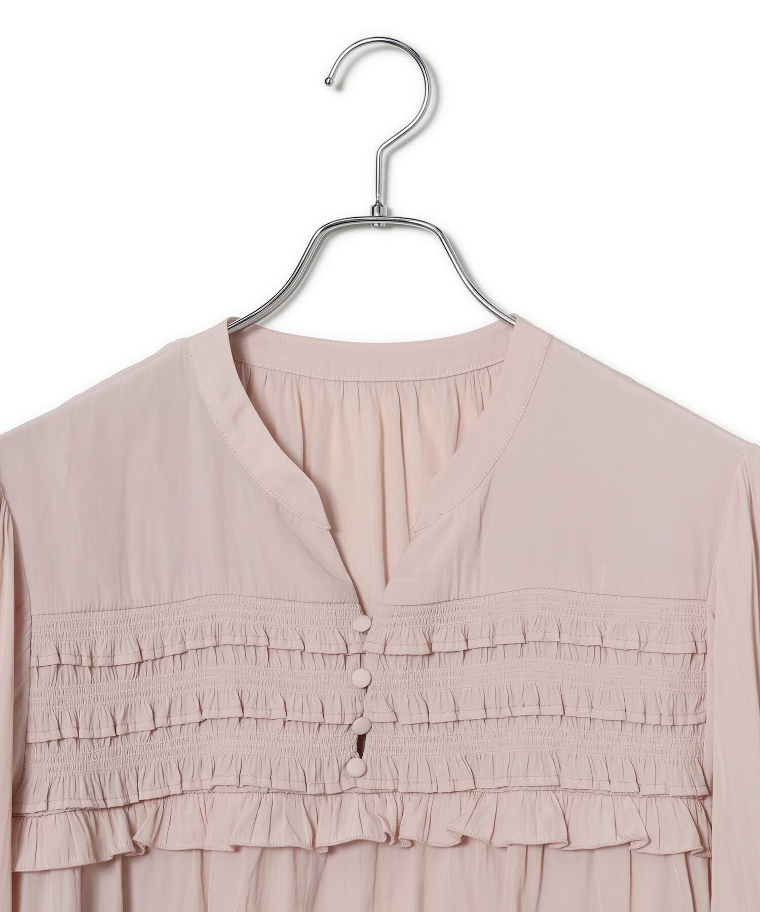 VIS「割繊シャーリングミニフリルブラウス/洗える」|シャツ・ブラウス|