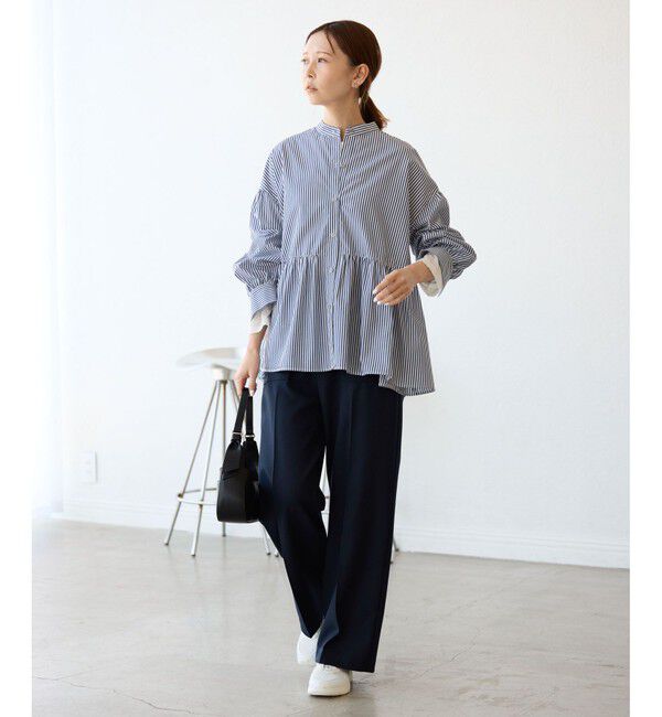 Rope&rsquo;Picnic「【花粉ガード・防シワ】ギャザーシャツブラウス」|シャツ・ブラウス|