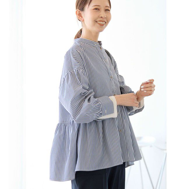 Rope&rsquo;Picnic「【花粉ガード・防シワ】ギャザーシャツブラウス」|シャツ・ブラウス|