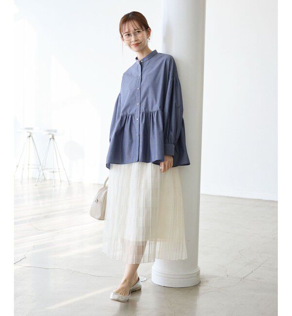 Rope&rsquo;Picnic「【花粉ガード・防シワ】ギャザーシャツブラウス」|シャツ・ブラウス|