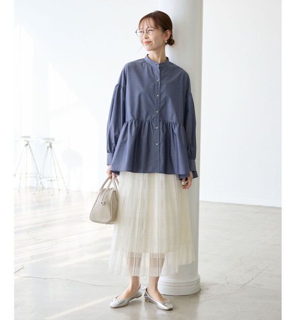 Rope&rsquo;Picnic「【花粉ガード・防シワ】ギャザーシャツブラウス」|シャツ・ブラウス|