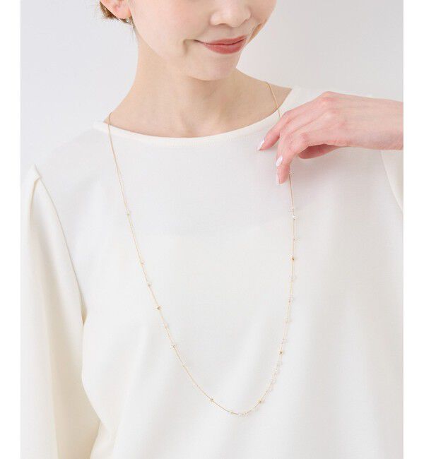 ROPE PICNIC PASSAGE「飛ばしクリアビーズミディアムネックレス」|ネックレス|