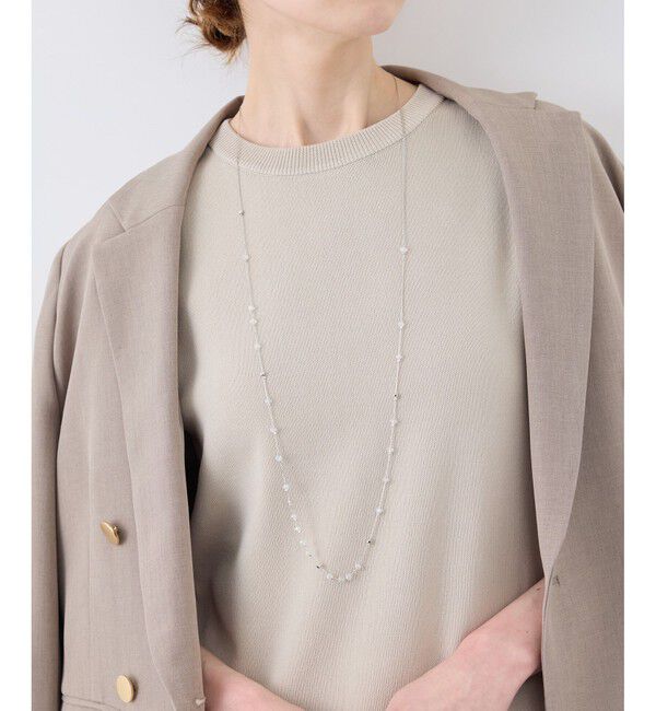 ROPE PICNIC PASSAGE「飛ばしクリアビーズミディアムネックレス」|ネックレス|