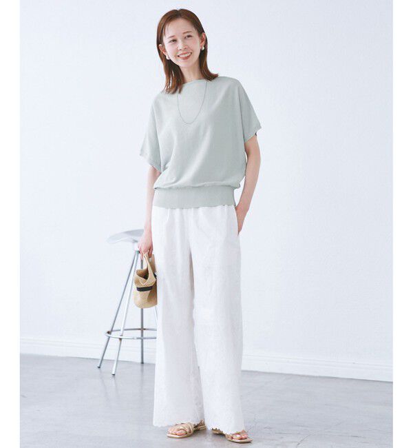 Rope&rsquo;Picnic「【UVカット・吸水速乾・遮熱】Comfort Seriesコンフォートシリーズ/二の腕が隠れるニット」|ニット・セーター|