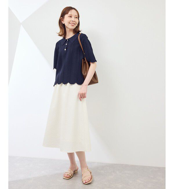 Rope&rsquo;Picnic「リップル風襟付きサマーニットプルオーバー」|ニット・セーター|