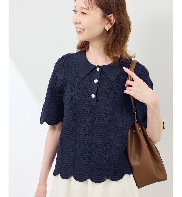 Rope&rsquo;Picnic「リップル風襟付きサマーニットプルオーバー」|ニット・セーター|