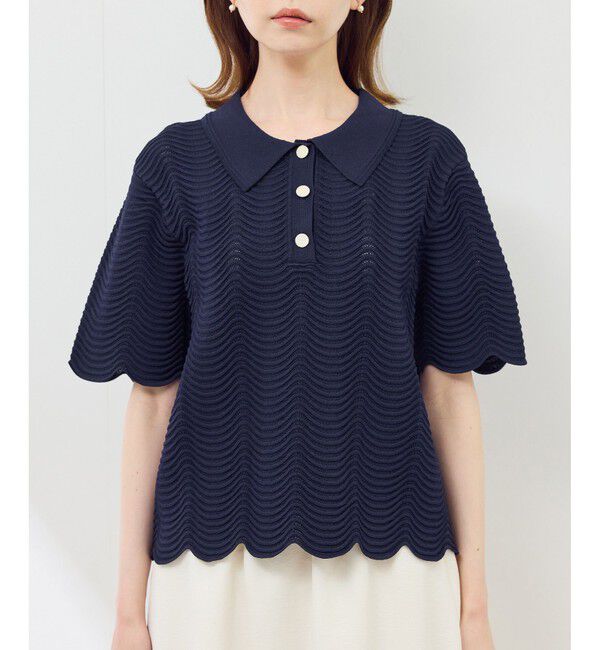 Rope&rsquo;Picnic「リップル風襟付きサマーニットプルオーバー」|ニット・セーター|