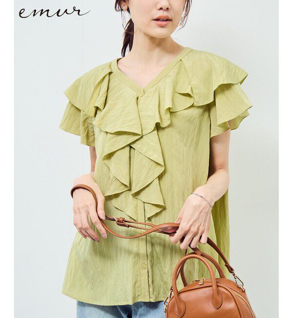 Rope&rsquo;Picnic「【emur/エミュール】ランダムラッフルブラウス」|シャツ・ブラウス|ライトグリン(33)