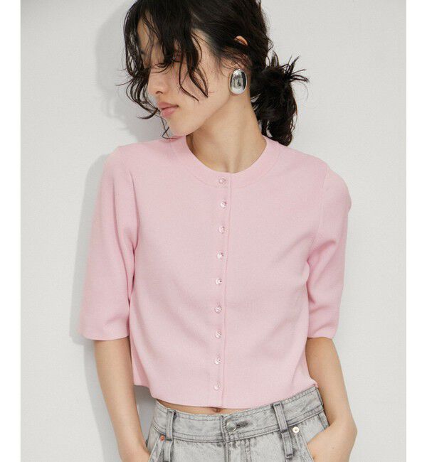 ADAM ET ROPE'「【サステナブル】クールタッチニットカーディガン」|カーディガン|ピンク系(65)