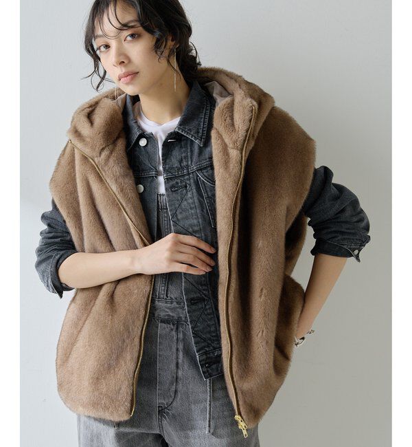  「ミンクフェイクファーブルゾン」|その他|モカ