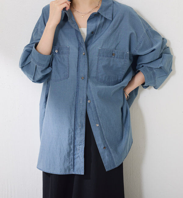  「シアーデニムシャツ」|シャツ・ブラウス|サックスブルー