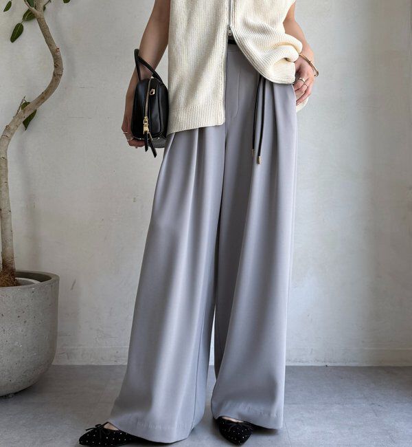  「【累計販売数3万枚突破/22色４サイズ展開！】タックワイドパンツ」|チノ|グレージュ