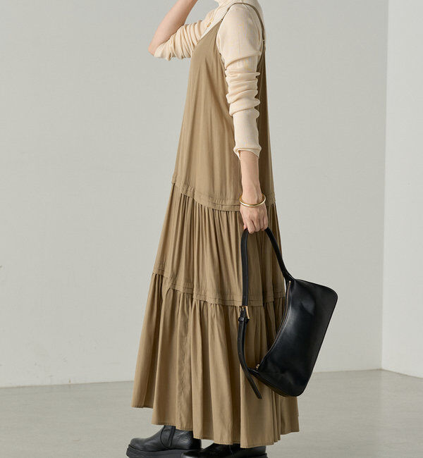  「【3サイズ展開】サテンティアードキャミワンピース」|ワンピース|