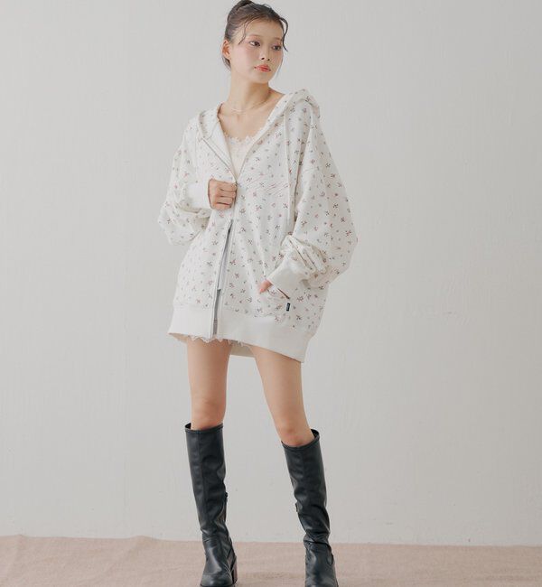  「花柄ルーズパーカー」|パーカー|