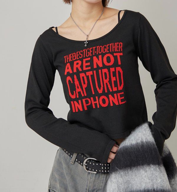  「メッセージロゴニット」|ニット・セーター|ブラック