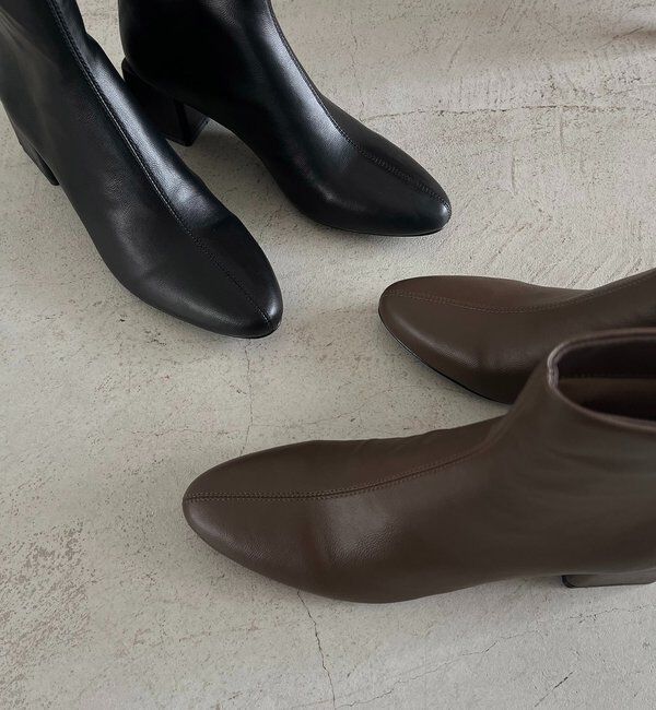  「スクエアヒールショートブーツ」|ショートブーツ|