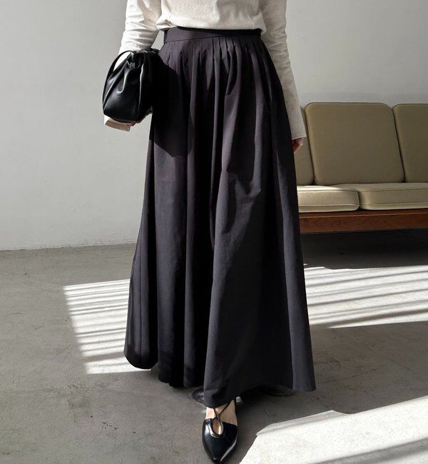  「【低身長サイズあり】タックフレアスカート」|スカート|