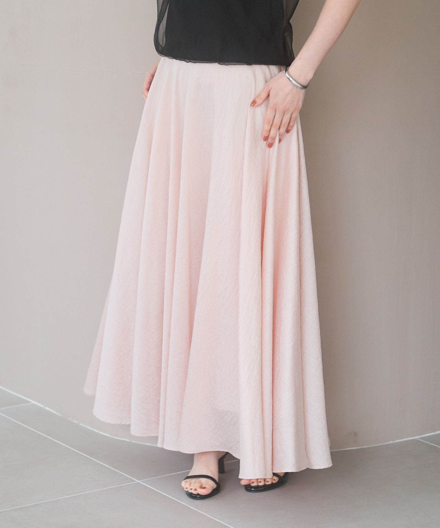 A part by 「シアーサーキュラーフレアスカート」|スカート|ピンク