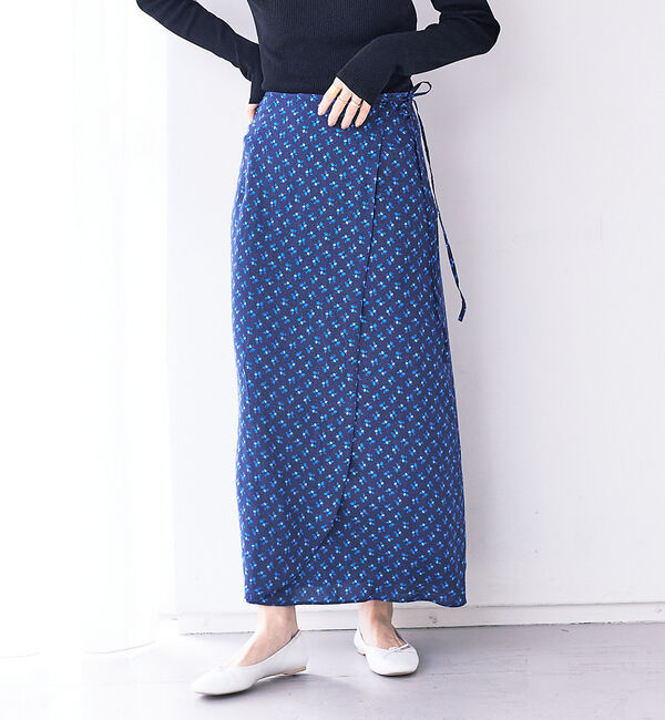 Rouge vif「フワラープリントスカート」|スカート|ブルー