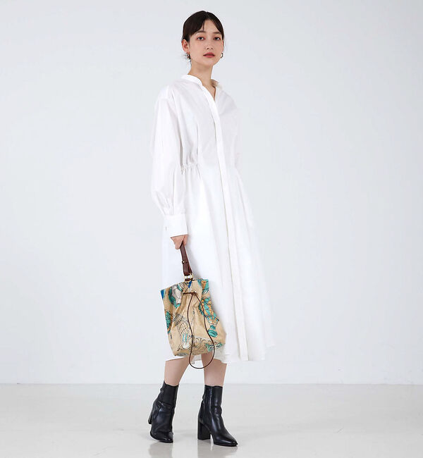 qualite「ウエストギャザーシャツワンピース」|ワンピース|