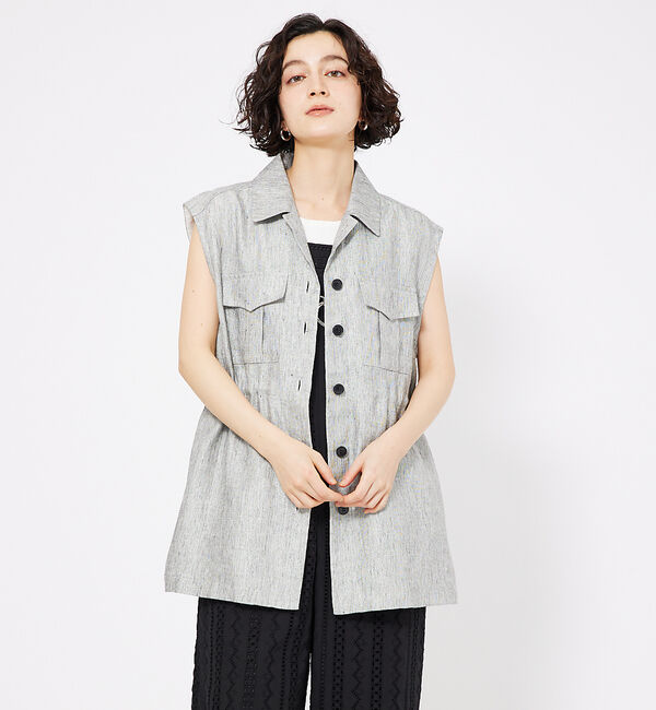 qualite「ラメスラブリネンサファリジレ」|ベスト・ジレ|
