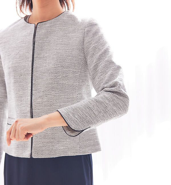abahouse mavie「綾織ツイードジャケット」|ノーカラージャケット|