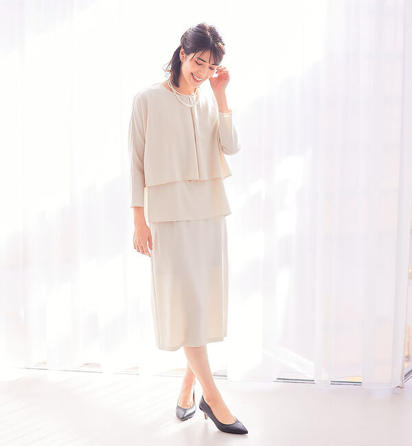 abahouse mavie「【セレモニー対応】バックフレアロングスリーブ&タイトスカートセットアップ」|シャツ・ブラウス|