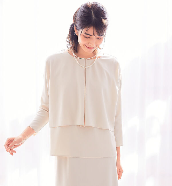 abahouse mavie「【セレモニー対応】バックフレアロングスリーブ&タイトスカートセットアップ」|シャツ・ブラウス|