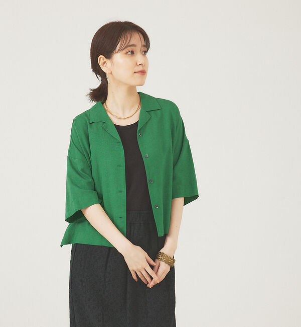 abahouse mavie「レーヨンリネンショートシャツ」|シャツ・ブラウス|