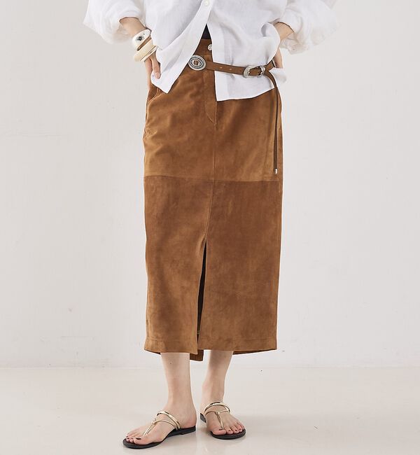 The Store by C' 「【COCUCA】スエードスリットスカート【予約】」|スカート|キャメル