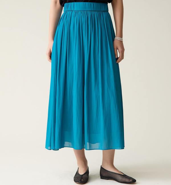 TIARA「ドライタッチギャザースカート」|スカート|ターコイズ