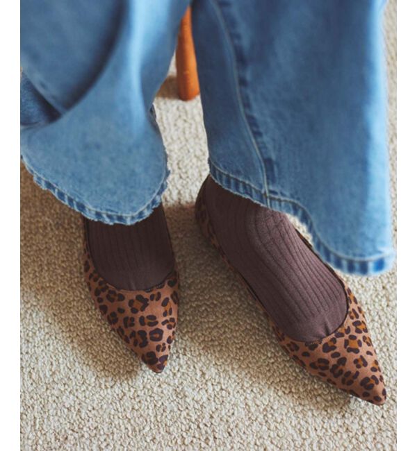  「ポインテッドフラットパンプス」|パンプス|ブラウン柄