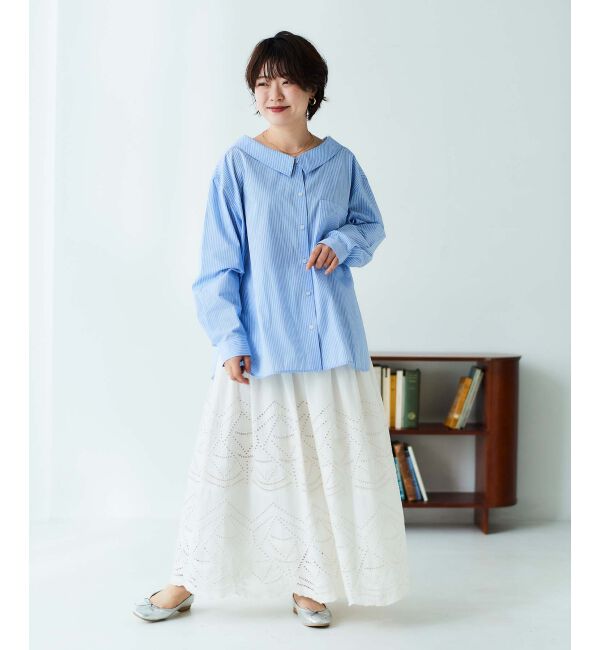 le.coeur blanc「《手洗い可能》カットワークレースギャザースカート」|スカート|