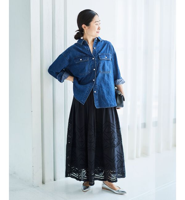 le.coeur blanc「《手洗い可能》カットワークレースギャザースカート」|スカート|