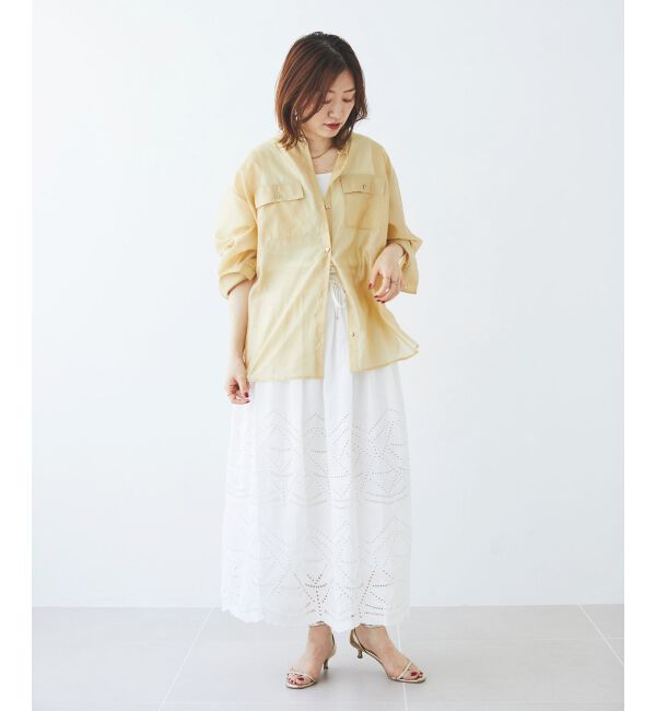 le.coeur blanc「《手洗い可能》カットワークレースギャザースカート」|スカート|