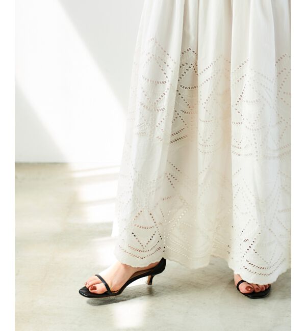 le.coeur blanc「《手洗い可能》カットワークレースギャザースカート」|スカート|