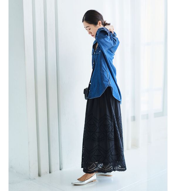 le.coeur blanc「《手洗い可能》カットワークレースギャザースカート」|スカート|