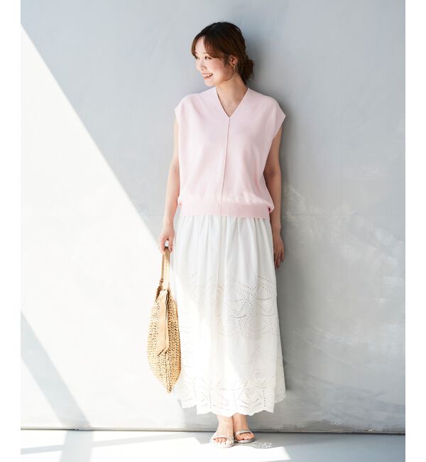 le.coeur blanc「《手洗い可能》カットワークレースギャザースカート」|スカート|