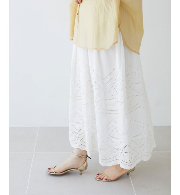 le.coeur blanc「《手洗い可能》カットワークレースギャザースカート」|スカート|