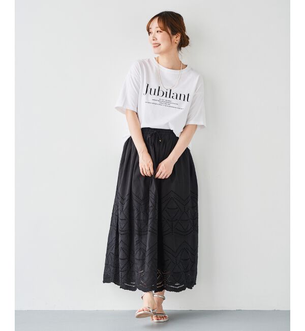 le.coeur blanc「《手洗い可能》カットワークレースギャザースカート」|スカート|