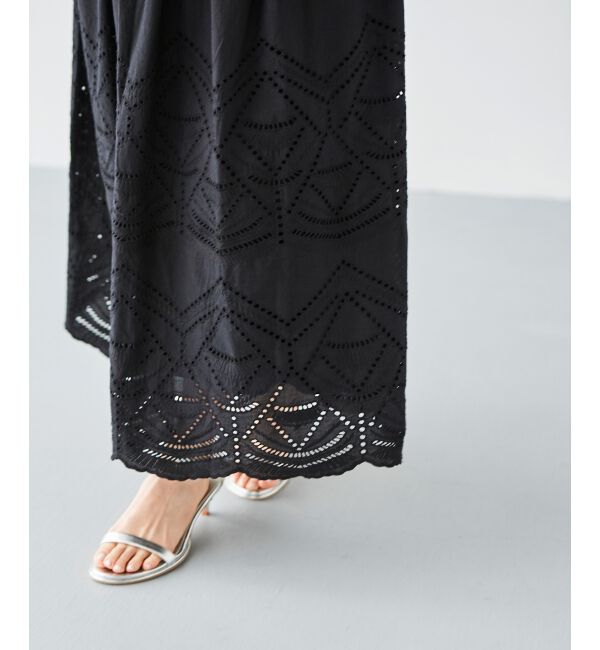 le.coeur blanc「《手洗い可能》カットワークレースギャザースカート」|スカート|