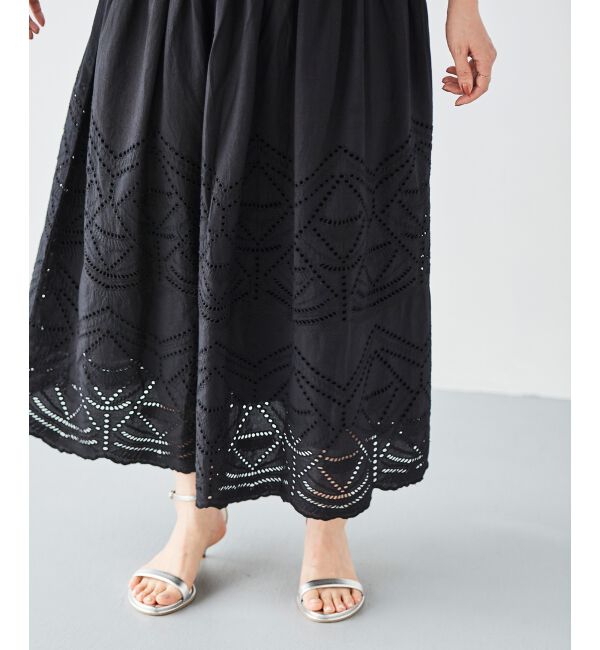 le.coeur blanc「《手洗い可能》カットワークレースギャザースカート」|スカート|