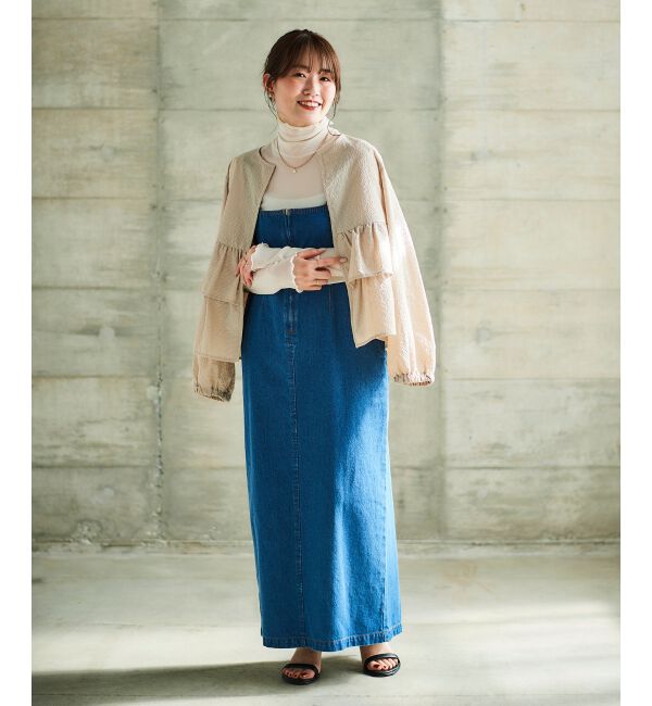 le.coeur blanc「フロントジップデニムジャンスカ」|ジャンパースカート|ブルー