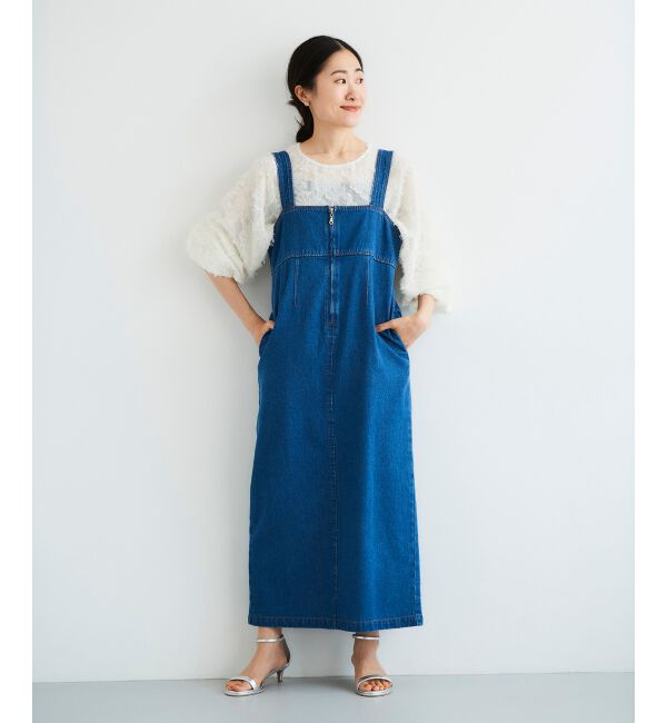 le.coeur blanc「フロントジップデニムジャンスカ」|ジャンパースカート|