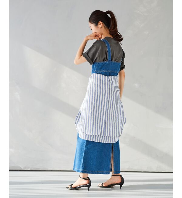 le.coeur blanc「フロントジップデニムジャンスカ」|ジャンパースカート|